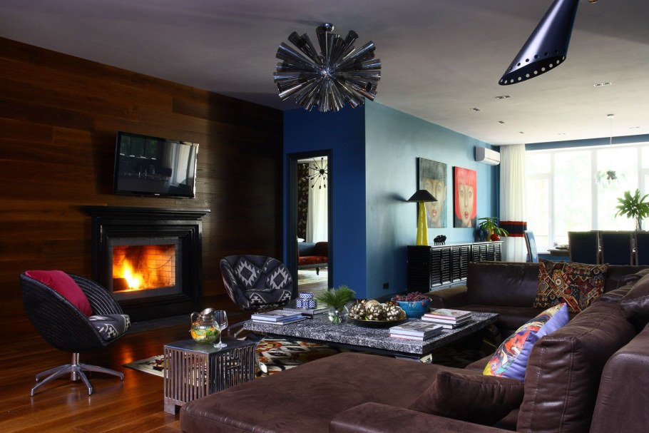 Гостиная столовая в загородном доме