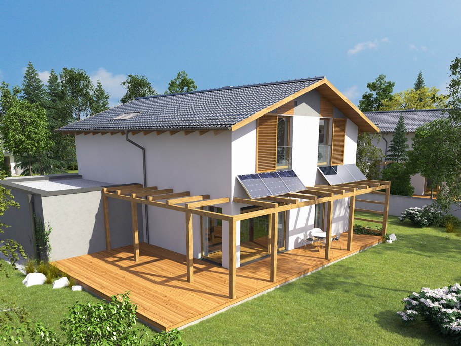 Двухскатная крыша с террасой