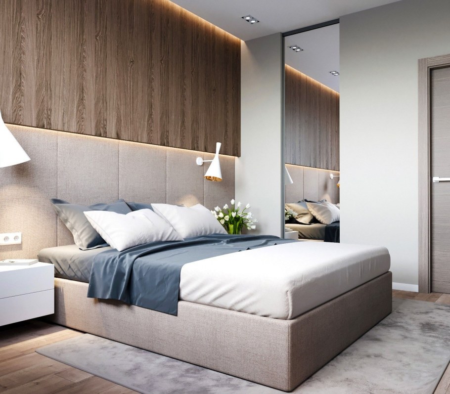 Асимметрия в интерьере спальни