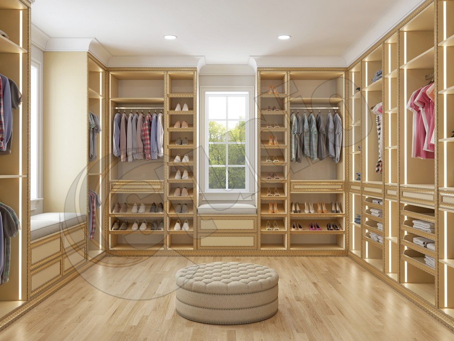 Угловая гардеробная в спальне