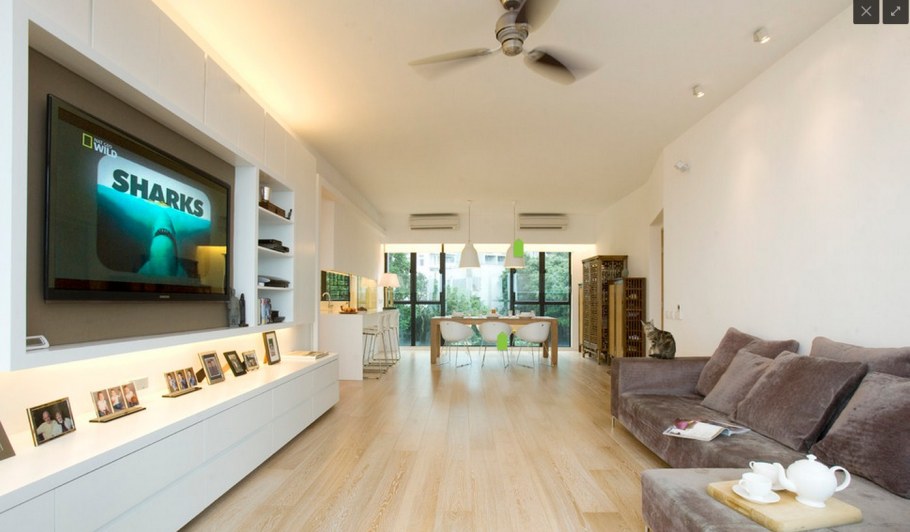 Гостиная длинная стена