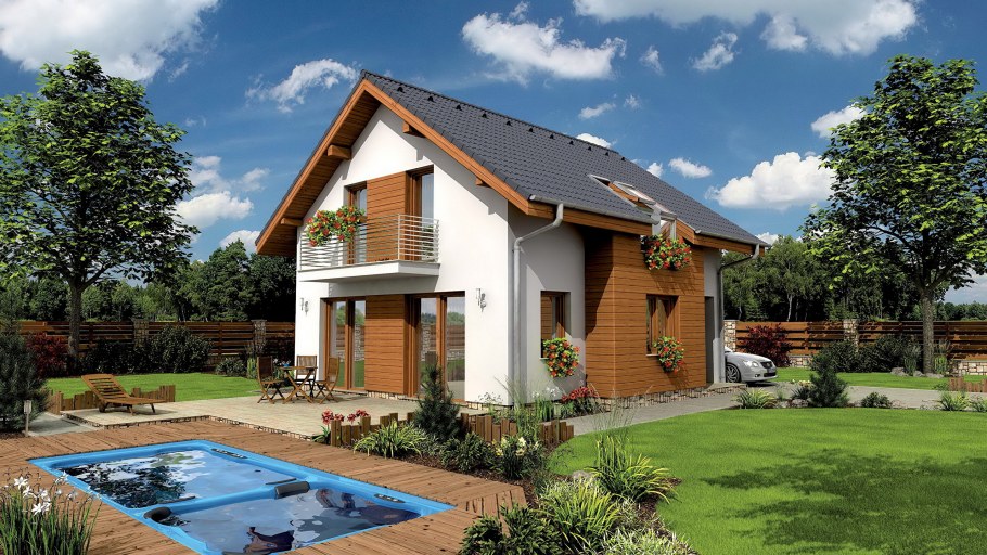 Небольшой домик с бассейном