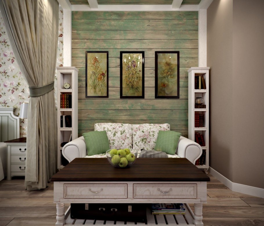 Комната в стиле Прованс зеленая