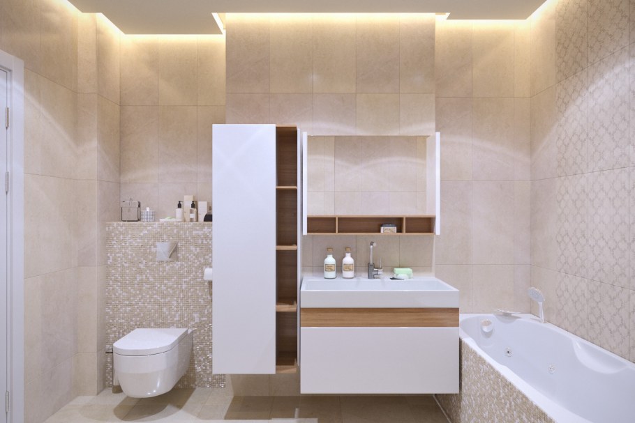 Ванная совмещенная бежевая