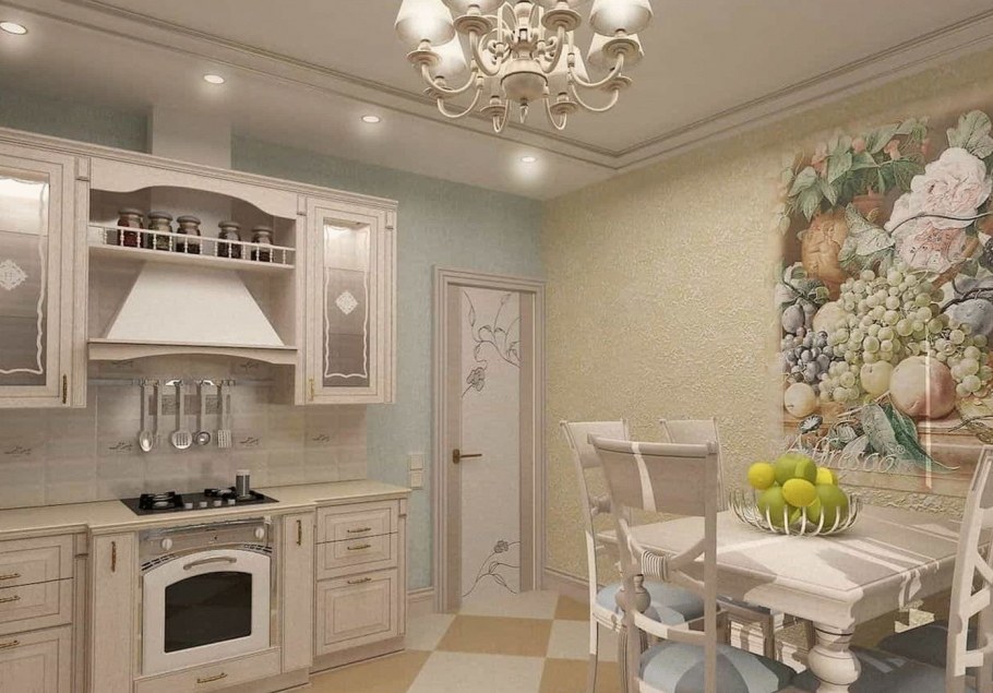 Комбинированные обои для кухни