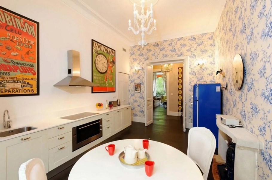 Интерьер прямоугольной кухни