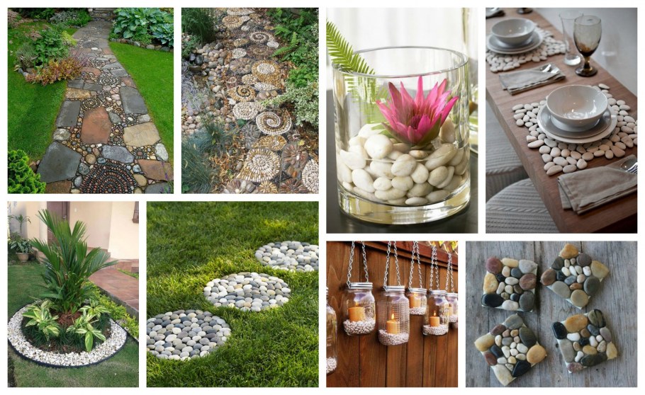 Декор из морских камней на даче