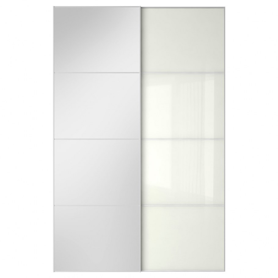 ПАКС гардероб, белый, ФЭРВИК белое стекло