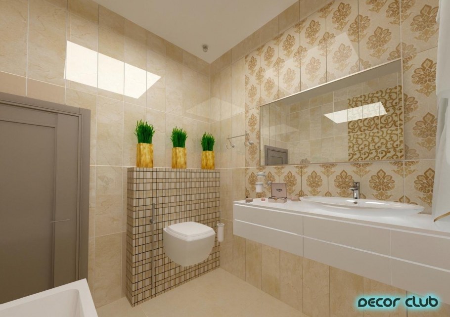 Ванная в цвете бежево- коричневом