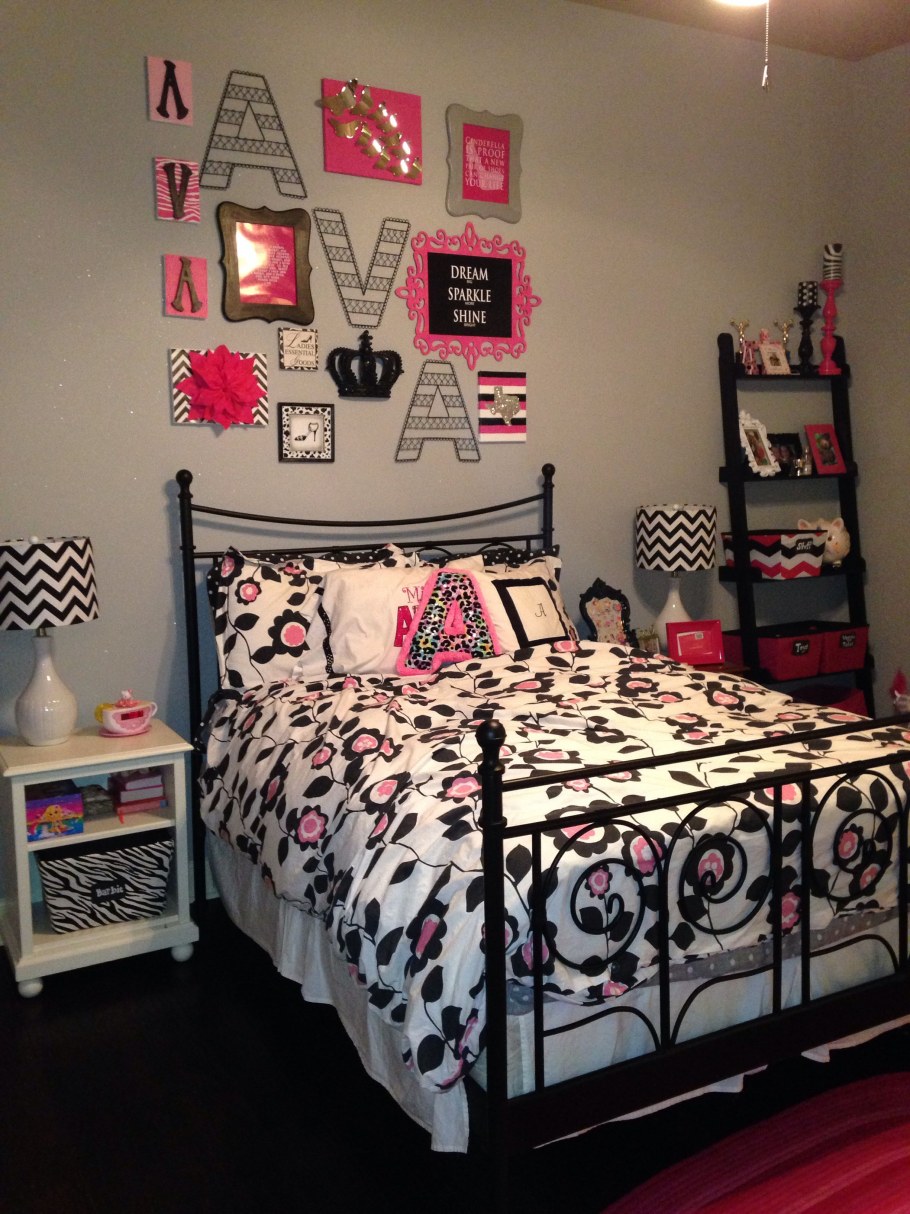 Черно розовая комната для девочек