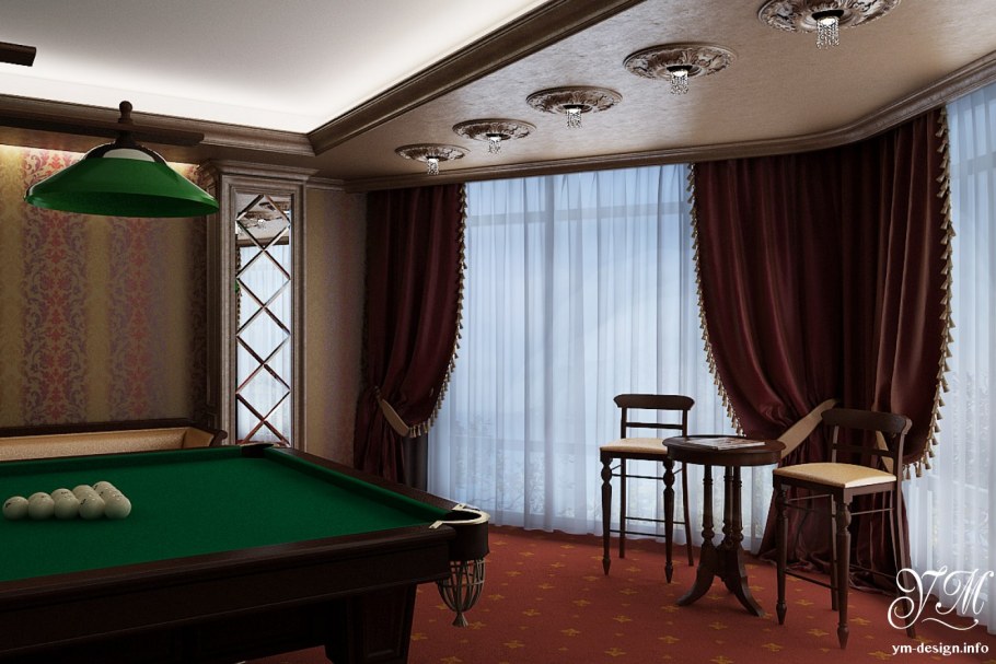 Бильярдная комната современная классика