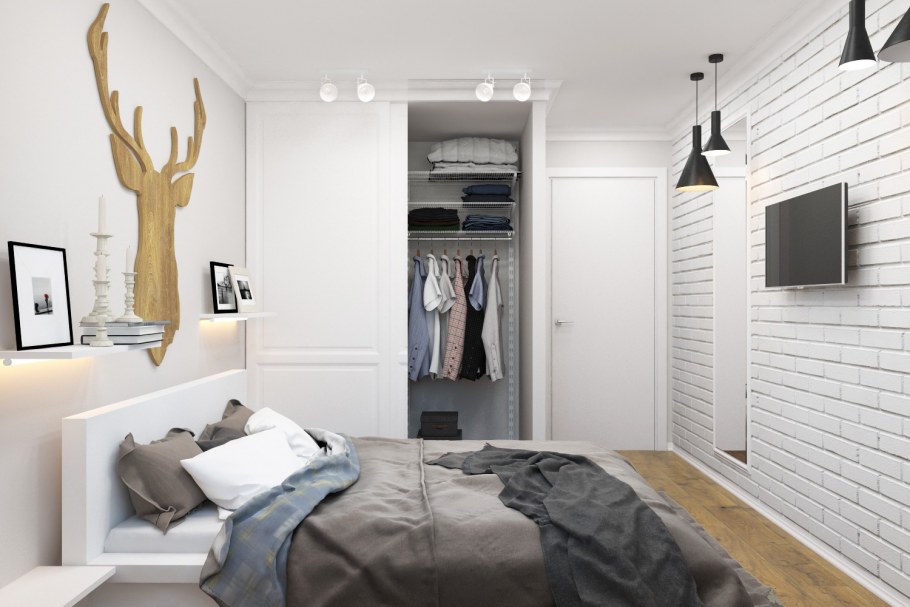 Шкаф в скандинавском стиле в спальню