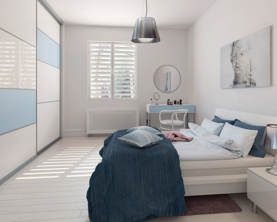 Спальня с гардеробной Скандинавский стиль