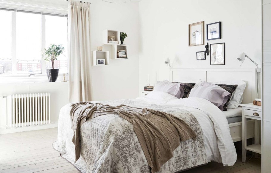 Спальня с гардеробной Скандинавский стиль