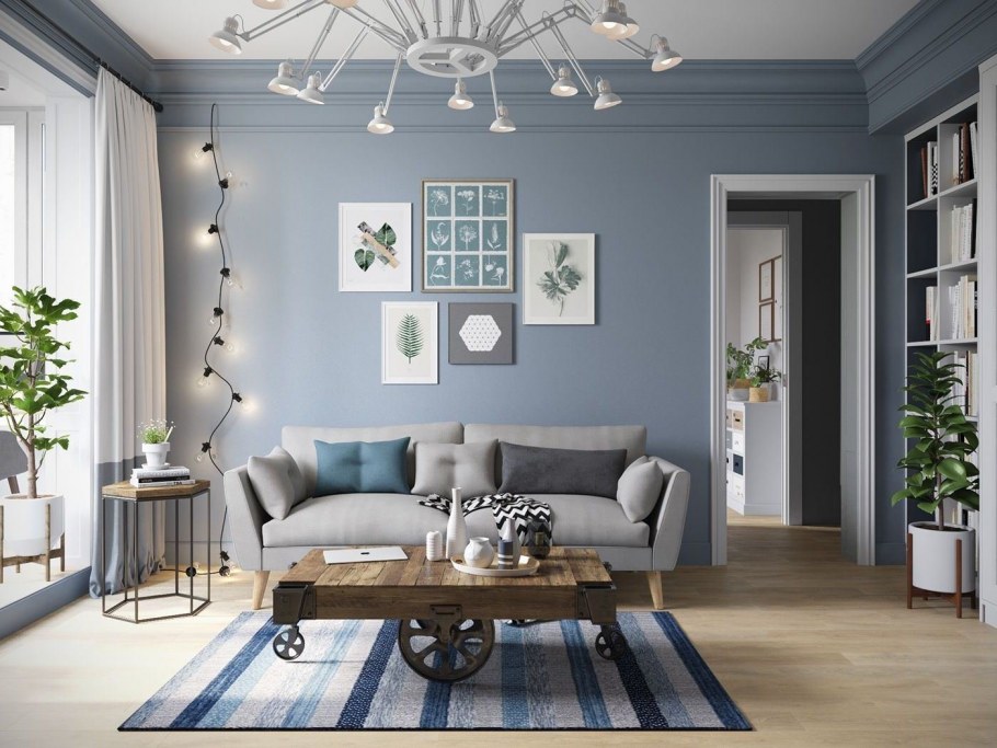 Серо голубые стены