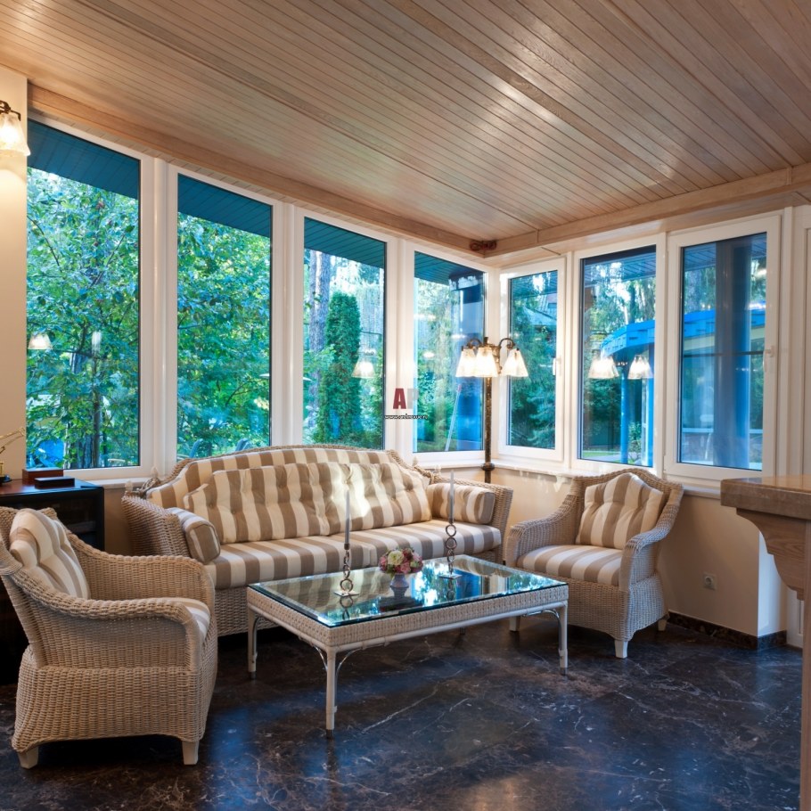 Большие окна на террасу