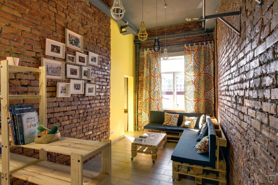 Кухня гостиная комната лофт