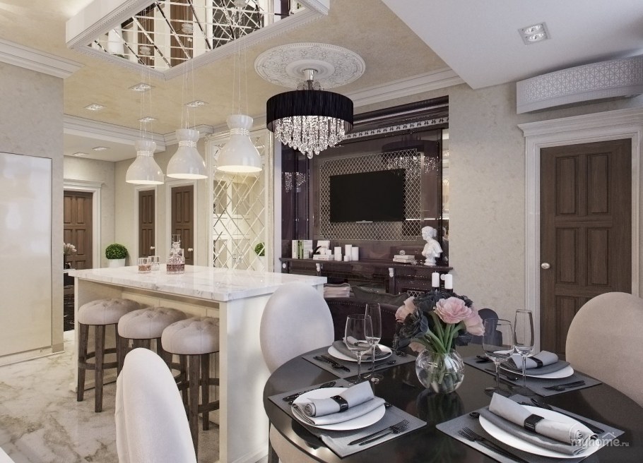 Кухня студия в стиле арт деко