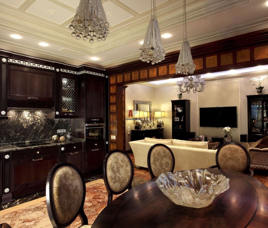 Кухня-гостиная в стиле арт деко