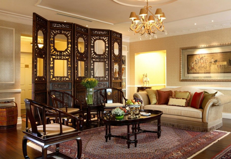 Интерьер гостиной в романском стиле