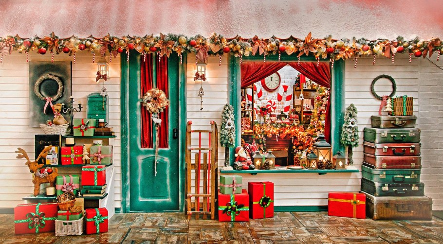 Новогодняя фотозона с домиками