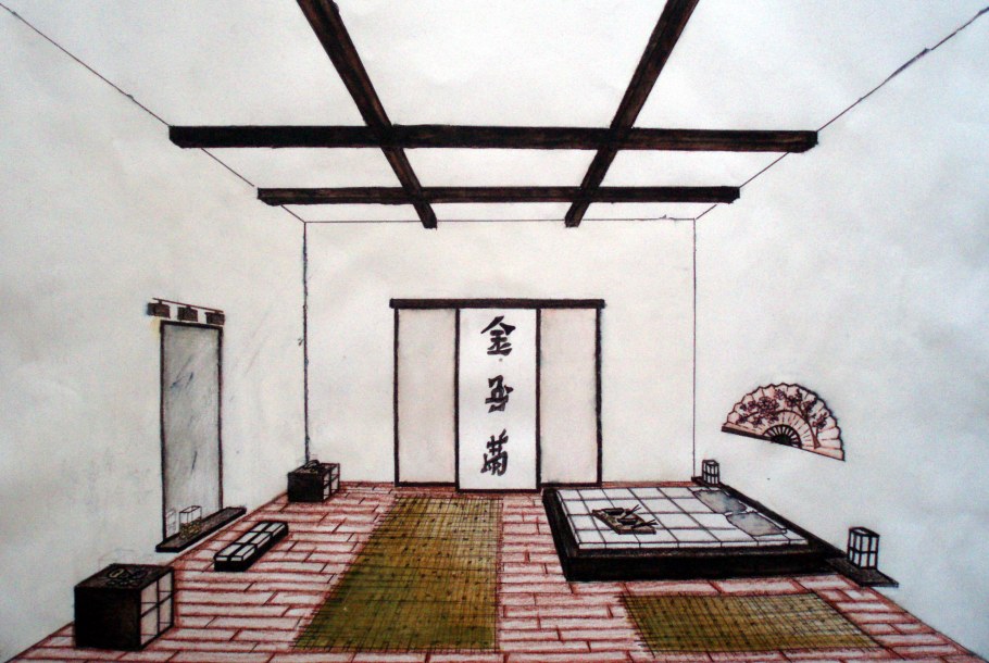 Японский стиль интерьера эскиз