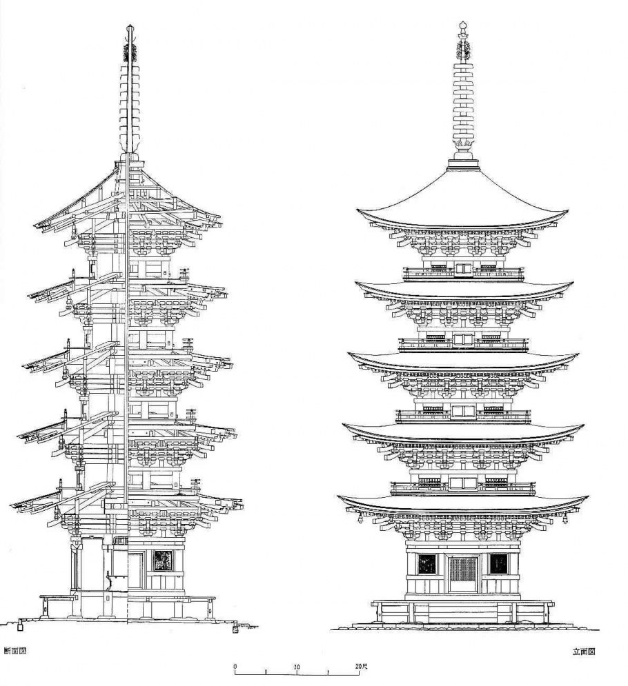 Пагода Якусидзи чертежи