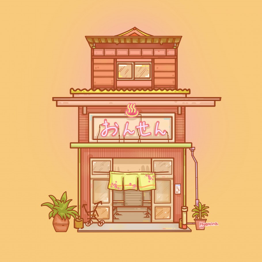 Япония здания рисунок