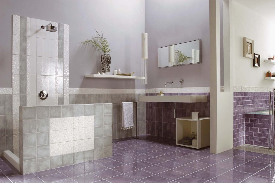 Оригинальная укладка плитки в ванной