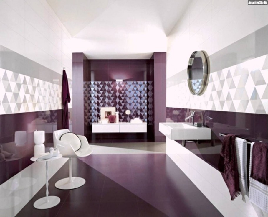 Плитка для ванной сливового цвета