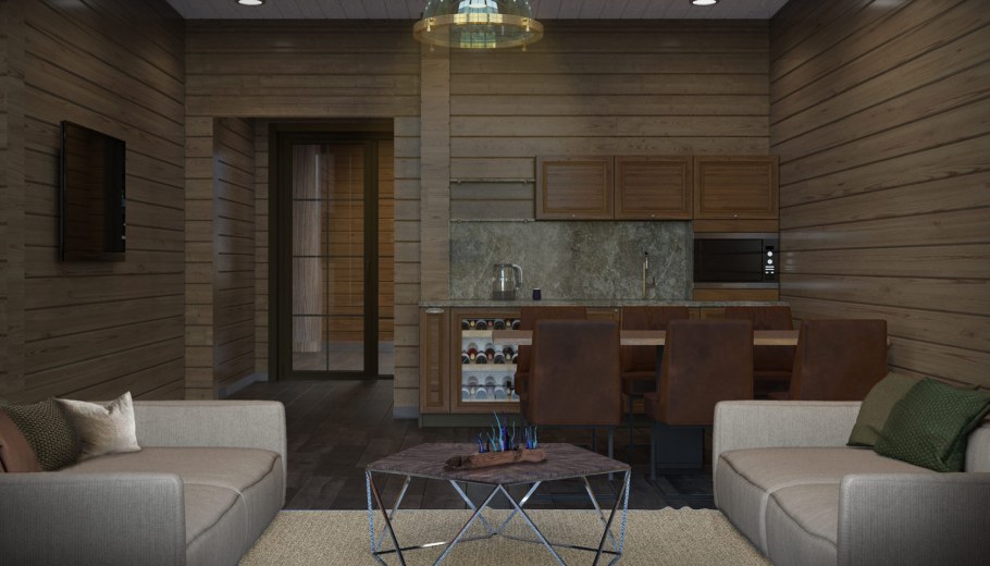 Внутри интерьер база отдыха