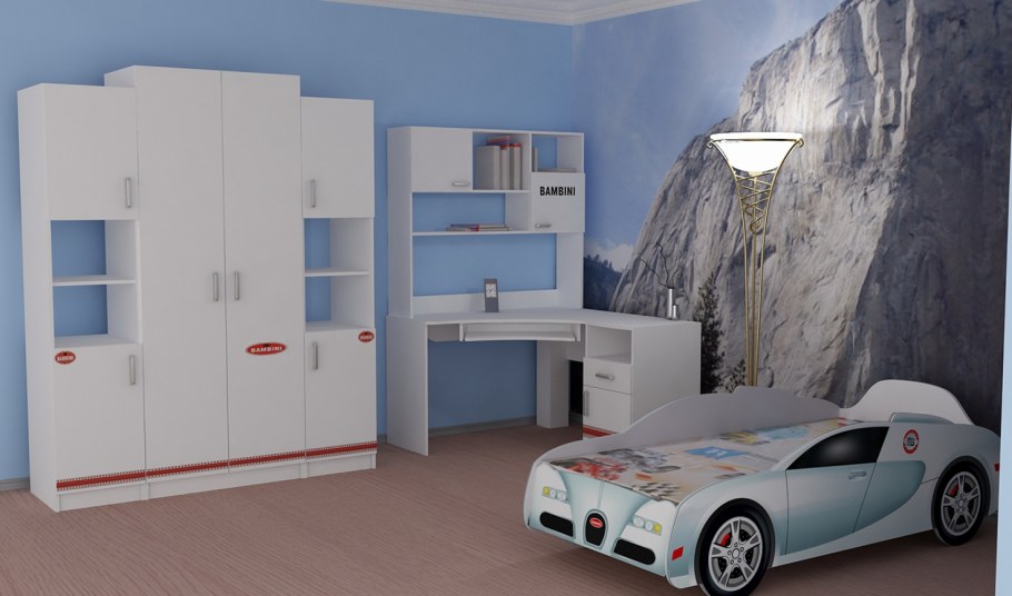 Детская с кроватью машиной интерьер