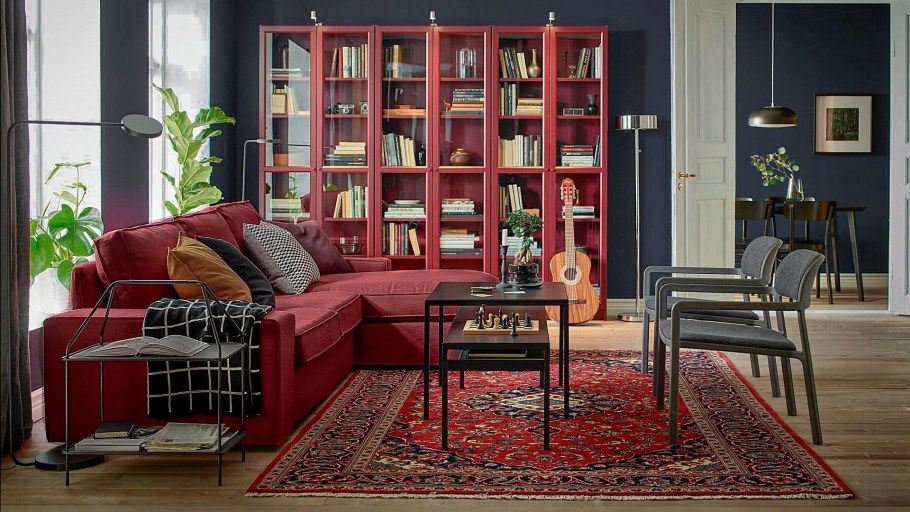 Икеа книжный шкаф Билли темно красный