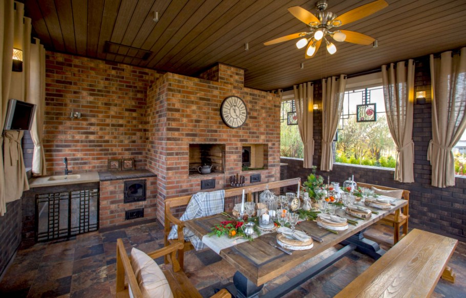 Зимняя веранда с барбекю