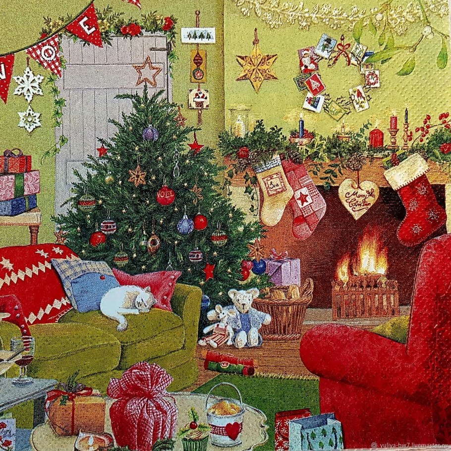 Рождественские салфетки для декупажа