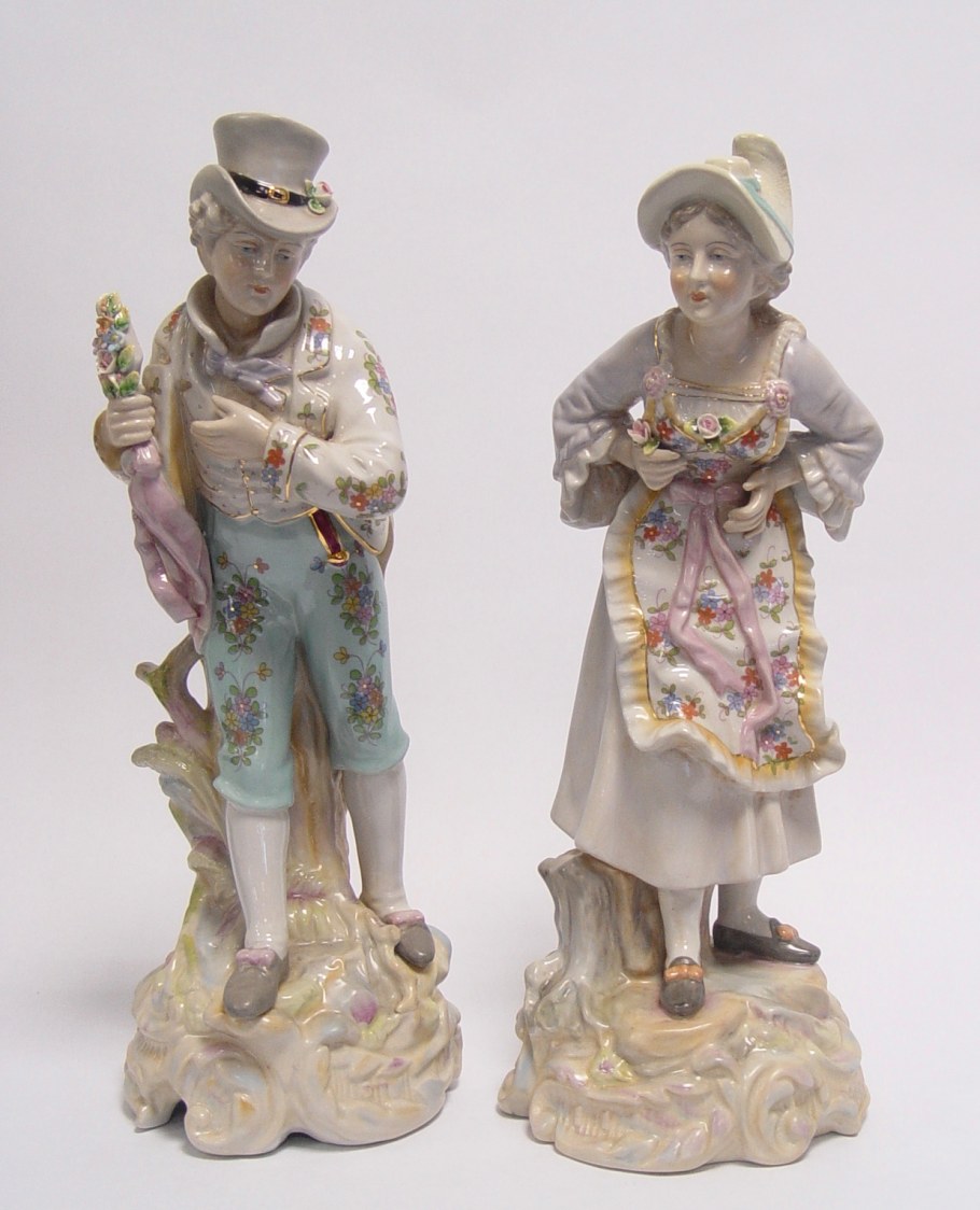 Парные фарфоровые статуэтки Мейсен
