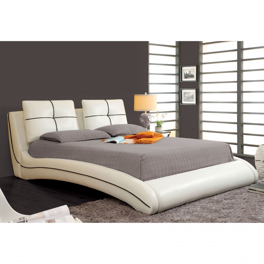 Кровать Modern Eco-Leather Queen Bed with curves