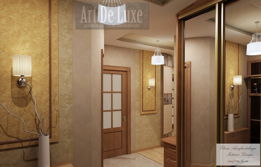 Стены ПИД золото в прихожей