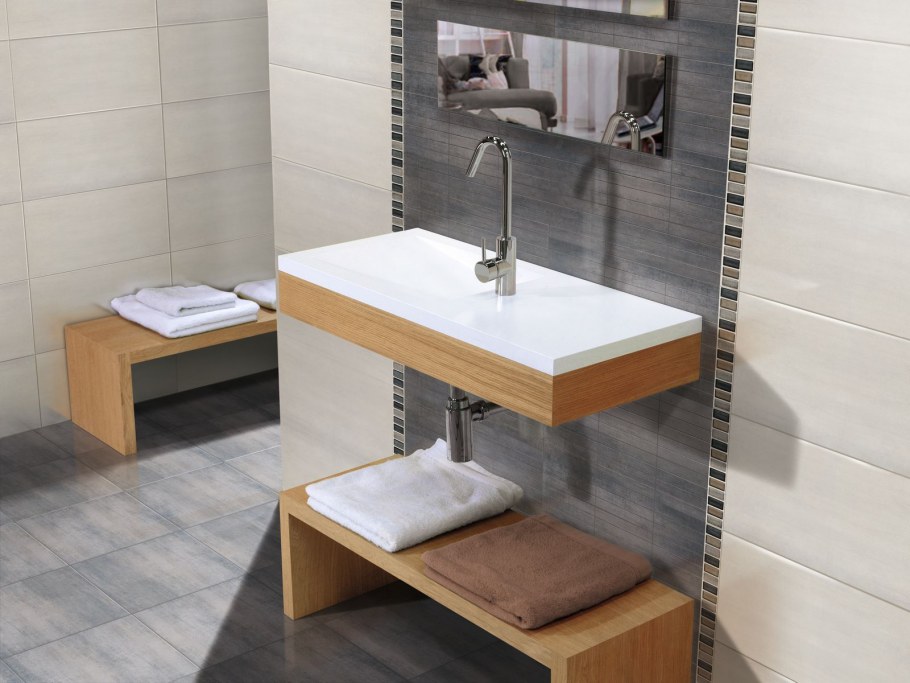 Плитка вокруг раковины в ванной