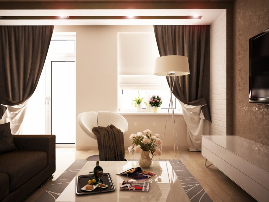 Шторы для гостиной в современном стиле