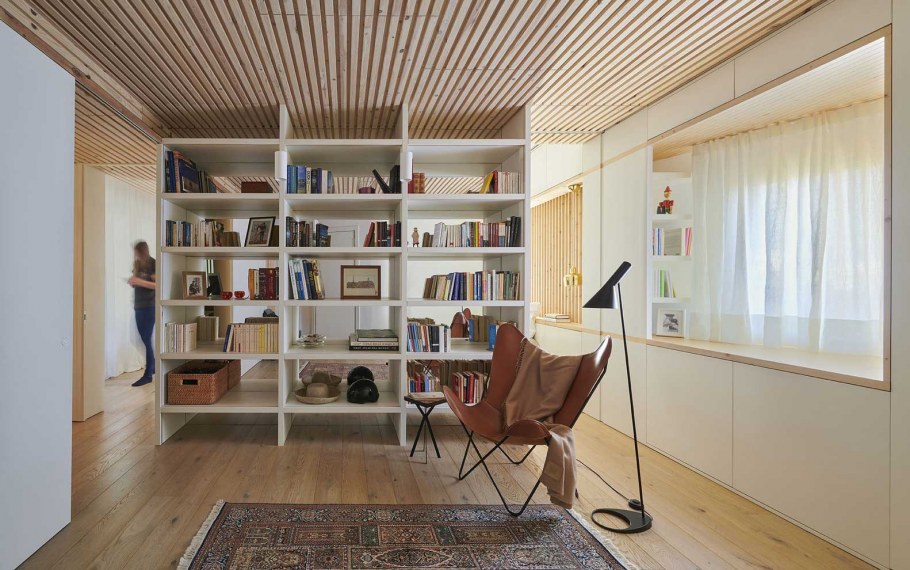 Деревянные рейки в интерьере