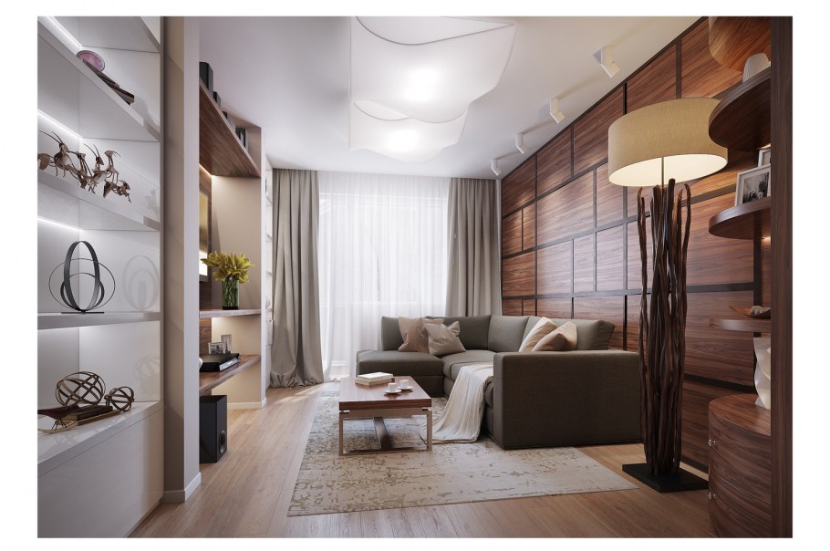 Интерьер кухни-гостиной 60кв м