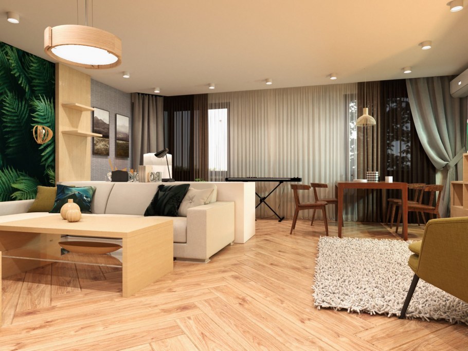 Интерьер однокомнатной квартиры 60 кв м