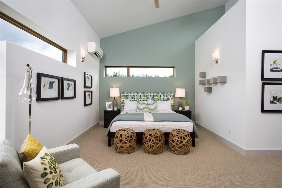 Бетонная стена в спальне