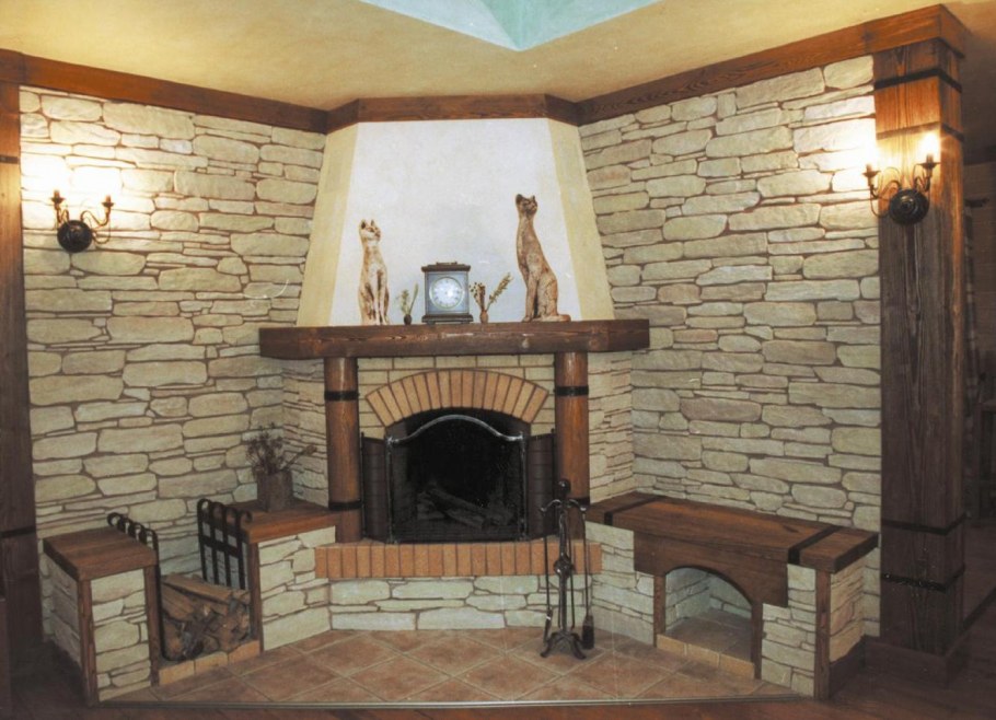 Отделка печи декоративным камнем