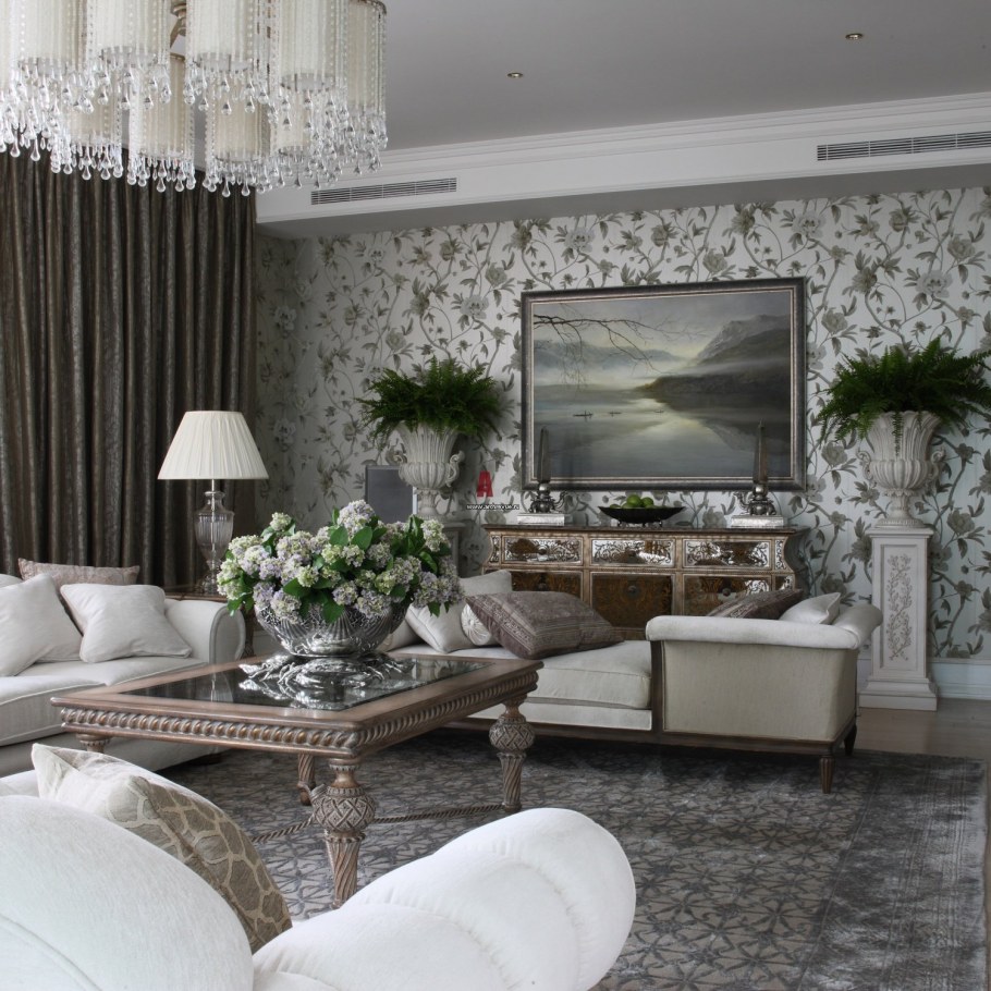 Обои в интерьере гостиной