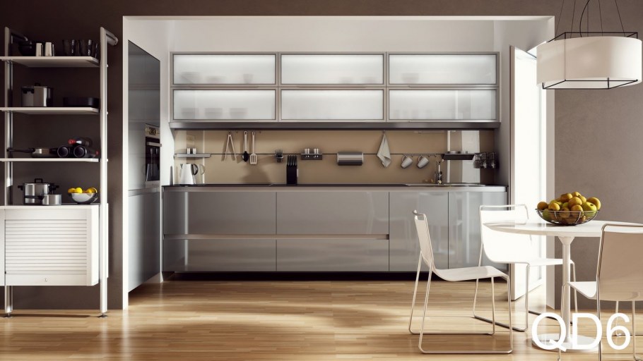 Кухня со стеклянными дверцами