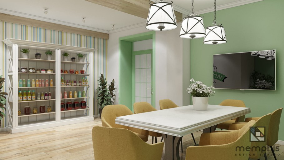 Серо зеленый интерьер