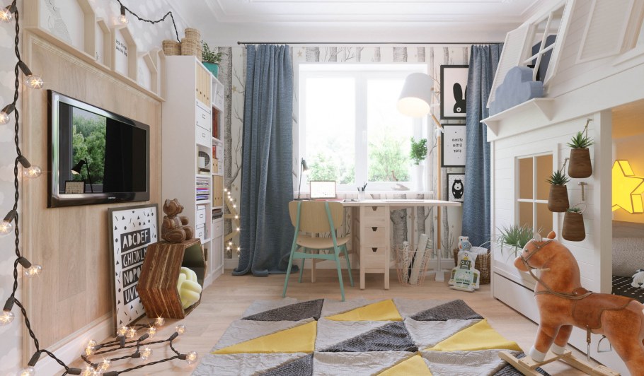 Диванчик на подоконнике в детской