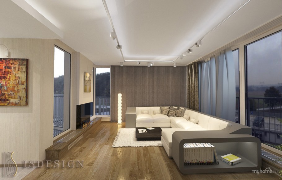 Интерьер гостиной со вторым светом